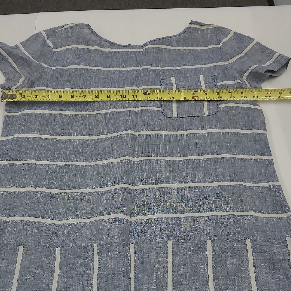 Loft Lou & GreyBlue and White Striped Linen Tunic Dress Size L - Picture 4 of 9